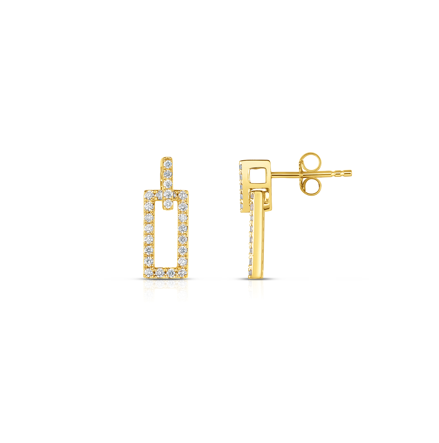 Sabel Collection Yellow Gold Rectangle Diamond Drop Earrings
